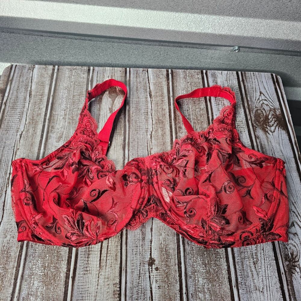 Soma Sensuous Lace Unlined Red lacey underwire Bra Women's size 38DDD